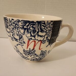 Ciroa Floral Monogram Mug with Red Accent
